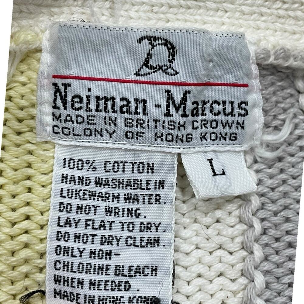 Neiman Marcus Grandpa Sweater Mens Size L Cardigan Cotton Striped 80s Colorful - Picture 2 of 5